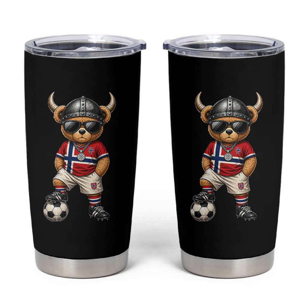 Norway Soccer Fan Tumbler Cup Cool Viking Bear Nordic Football Norwegian Flag