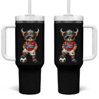Norway Soccer Fan Tumbler With Handle Cool Viking Bear Nordic Football Norwegian Flag
