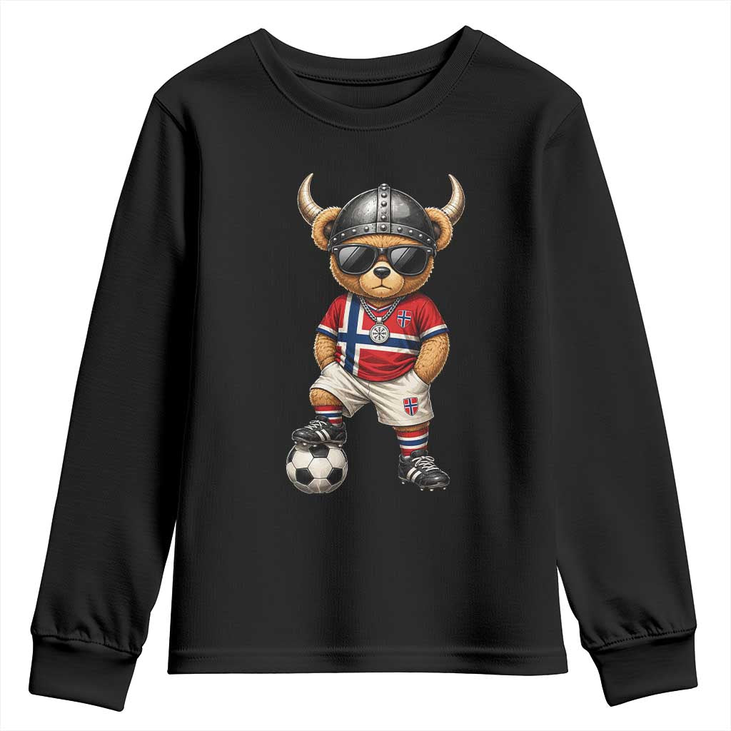 Norway Soccer Fan Youth Sweatshirt Cool Viking Bear Nordic Football Norwegian Flag