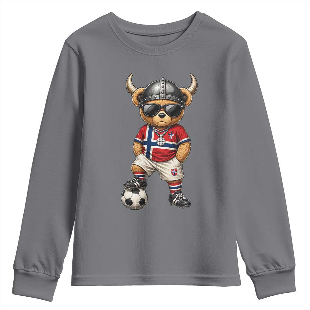 Norway Soccer Fan Youth Sweatshirt Cool Viking Bear Nordic Football Norwegian Flag