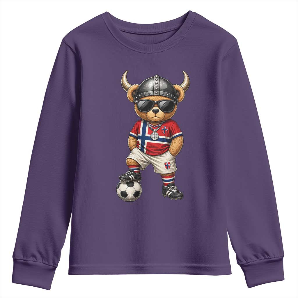 Norway Soccer Fan Youth Sweatshirt Cool Viking Bear Nordic Football Norwegian Flag