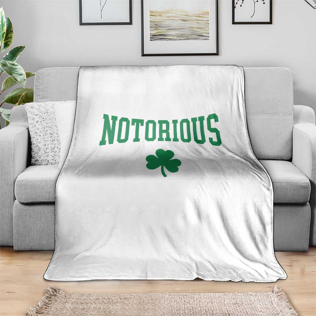 Irish Pride Boxing Fighting Notorious Throw Blanket Retro Shamrock Varsity Irish Lucky Clover Graphic