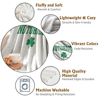 Irish Pride Boxing Fighting Notorious Throw Blanket Retro Shamrock Varsity Irish Lucky Clover Graphic