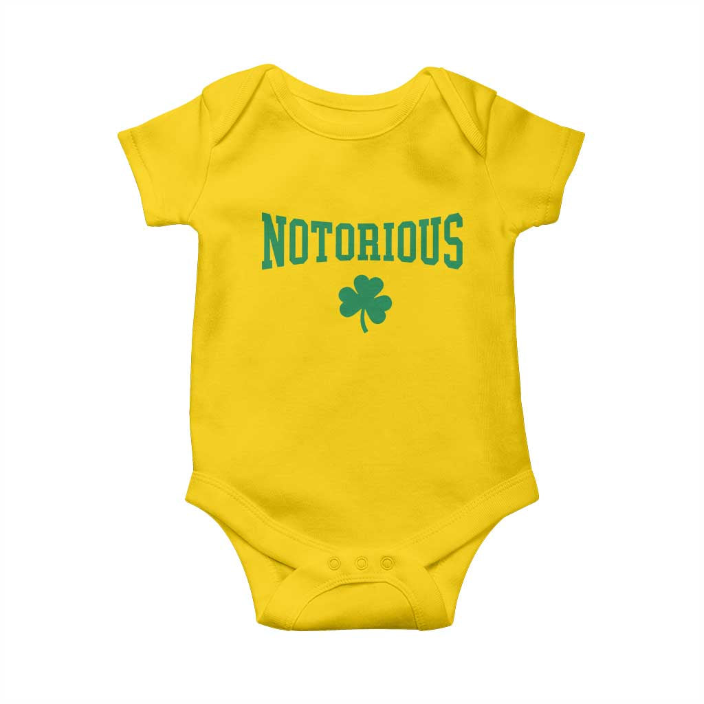 Irish Pride Boxing Fighting Notorious Baby Onesie Retro Shamrock Varsity Irish Lucky Clover Graphic