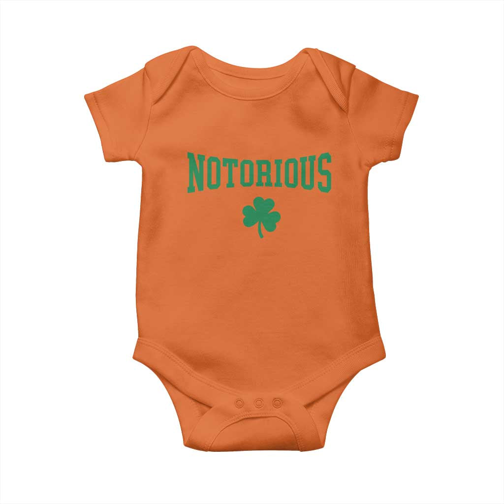 Irish Pride Boxing Fighting Notorious Baby Onesie Retro Shamrock Varsity Irish Lucky Clover Graphic