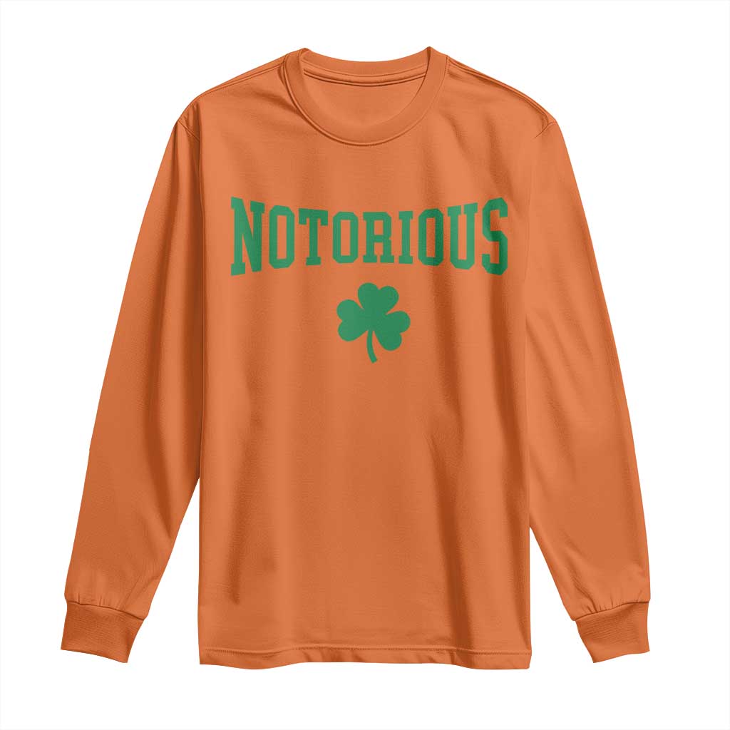 Irish Pride Boxing Fighting Notorious Long Sleeve Shirt Retro Shamrock Varsity Irish Lucky Clover Graphic