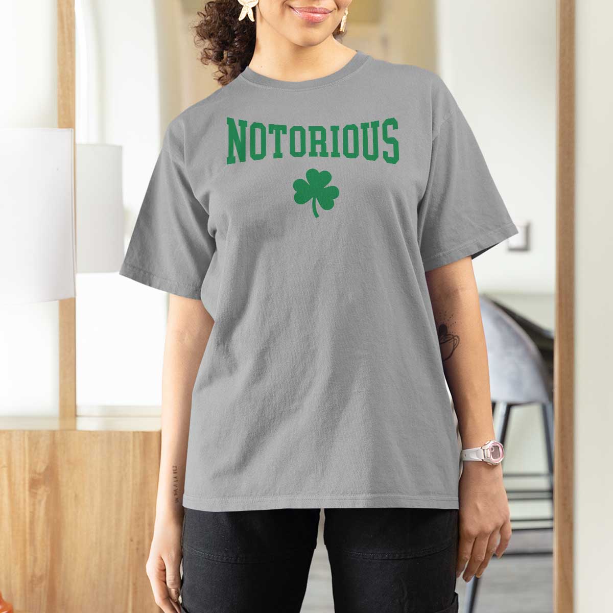Irish Pride Boxing Fighting Notorious T Shirt For Women Retro Shamrock Varsity Irish Lucky Clover Graphic