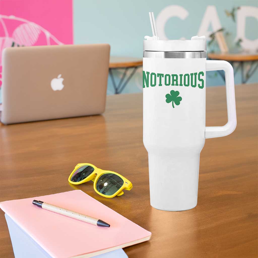 Irish Pride Boxing Fighting Notorious Tumbler With Handle Retro Shamrock Varsity Irish Lucky Clover Graphic