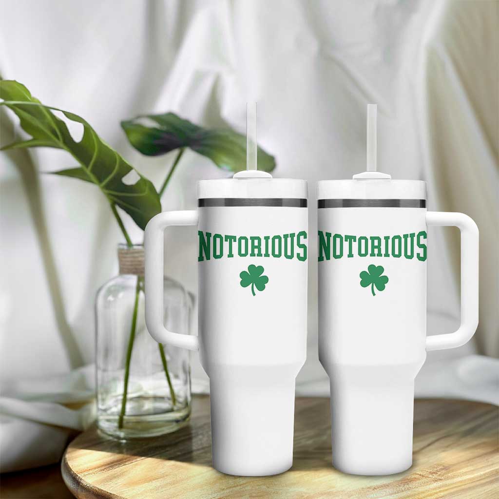 Irish Pride Boxing Fighting Notorious Tumbler With Handle Retro Shamrock Varsity Irish Lucky Clover Graphic