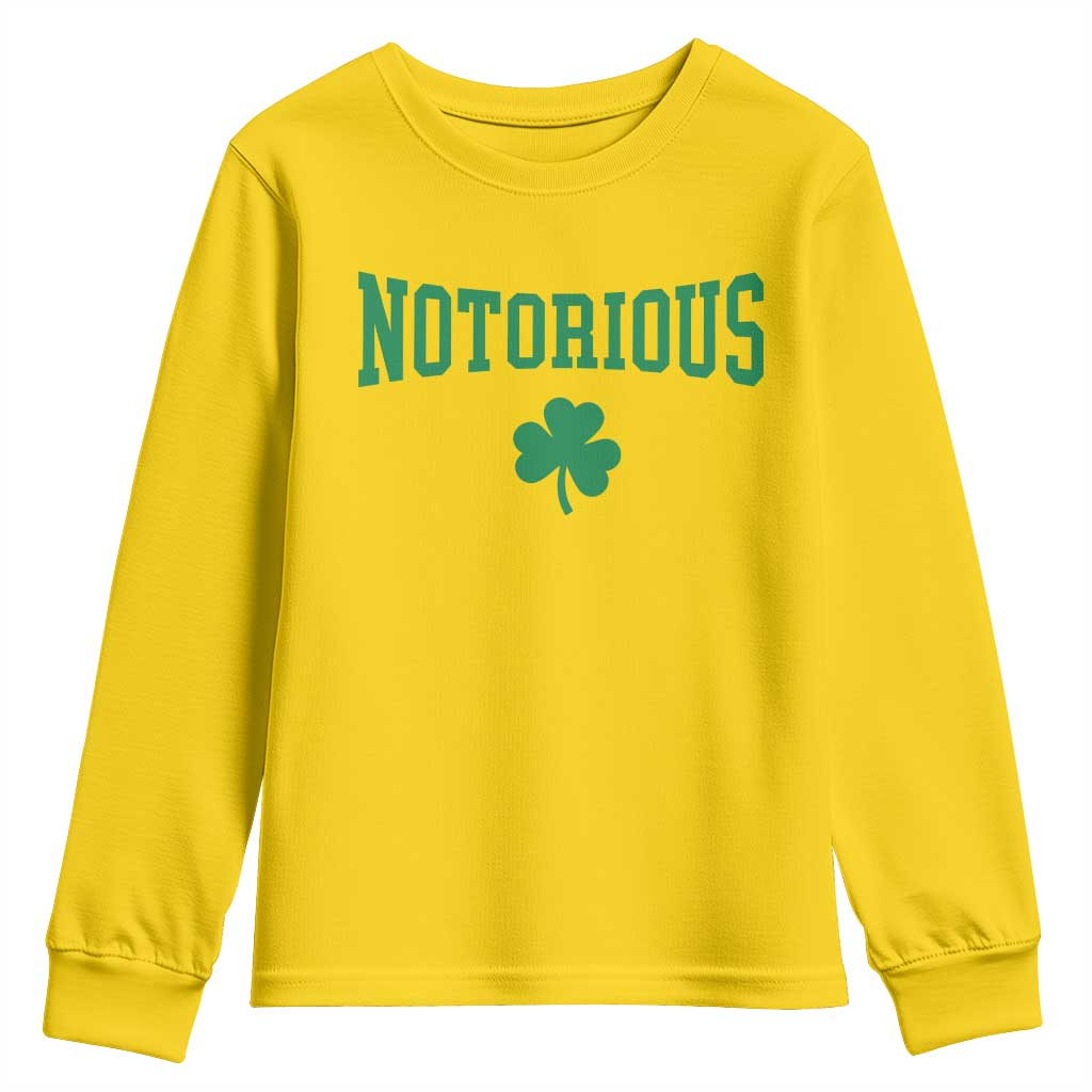 Irish Pride Boxing Fighting Notorious Youth Sweatshirt Retro Shamrock Varsity Irish Lucky Clover Graphic