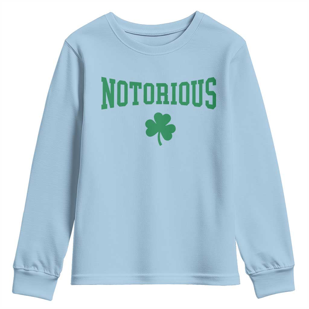 Irish Pride Boxing Fighting Notorious Youth Sweatshirt Retro Shamrock Varsity Irish Lucky Clover Graphic