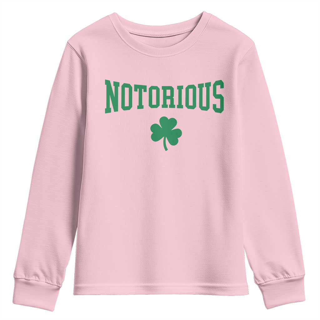 Irish Pride Boxing Fighting Notorious Youth Sweatshirt Retro Shamrock Varsity Irish Lucky Clover Graphic