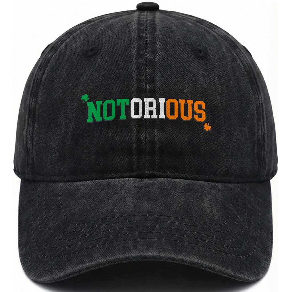 Irish Pride Boxing Fighting Notorious Washed Cotton Baseball Cap Irish Flag Lucky Shamrock Graphic