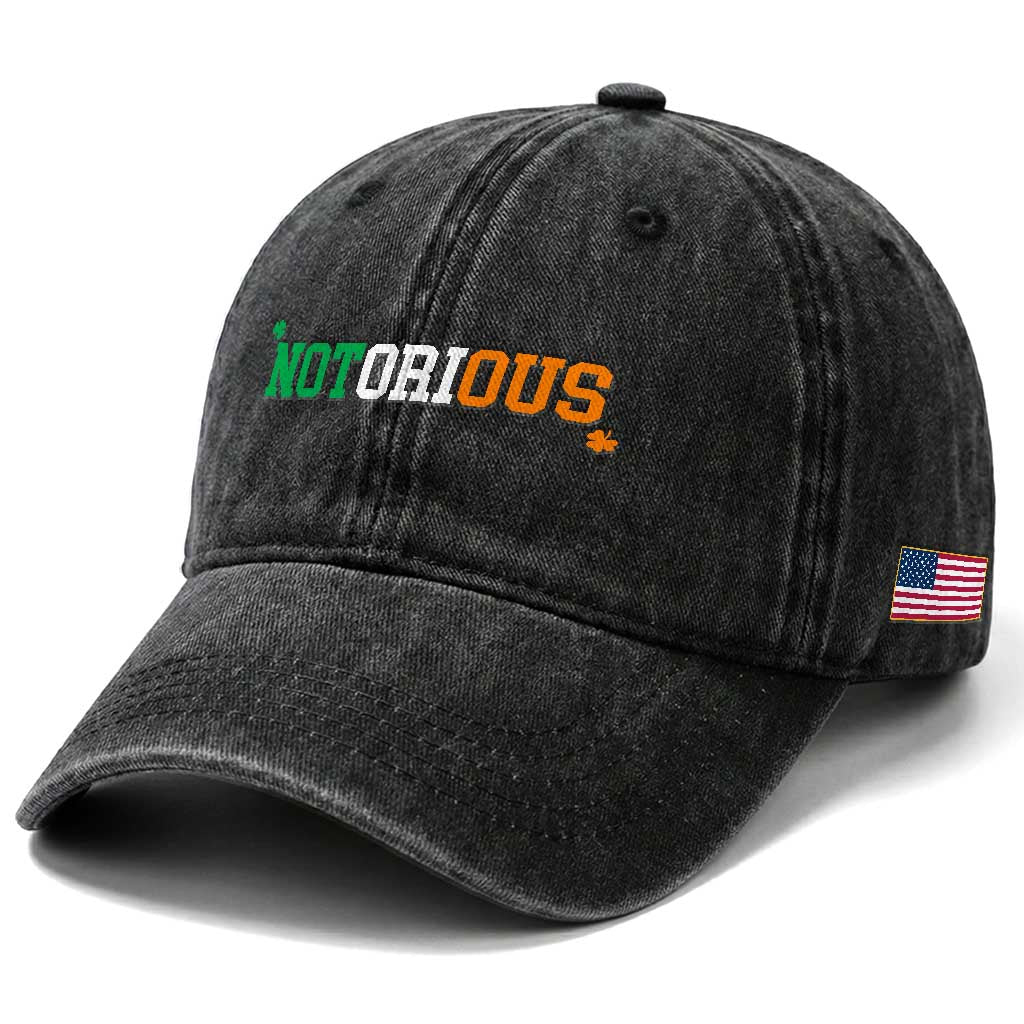 Irish Pride Boxing Fighting Notorious Washed Cotton Baseball Cap Irish Flag Lucky Shamrock Graphic