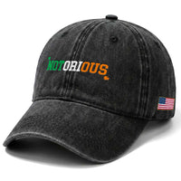 Irish Pride Boxing Fighting Notorious Washed Cotton Baseball Cap Irish Flag Lucky Shamrock Graphic
