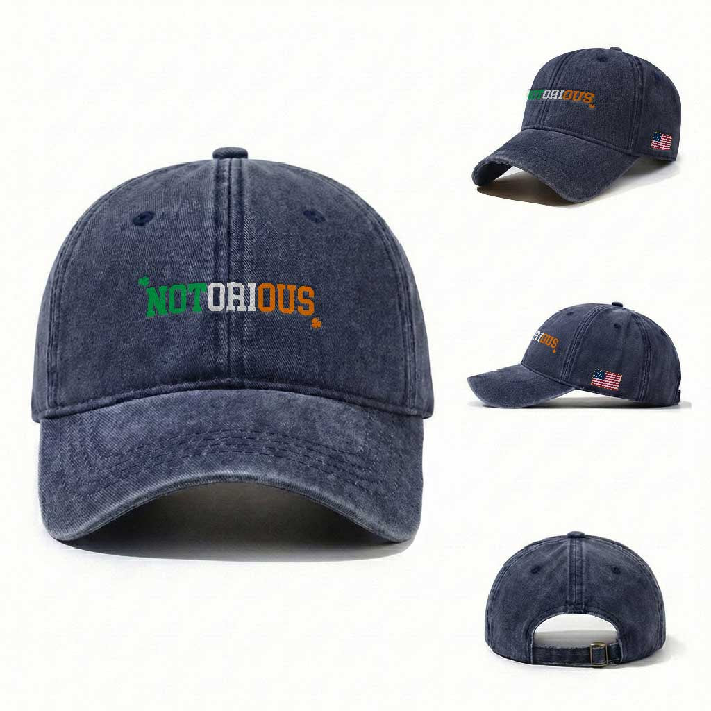 Irish Pride Boxing Fighting Notorious Washed Cotton Baseball Cap Irish Flag Lucky Shamrock Graphic