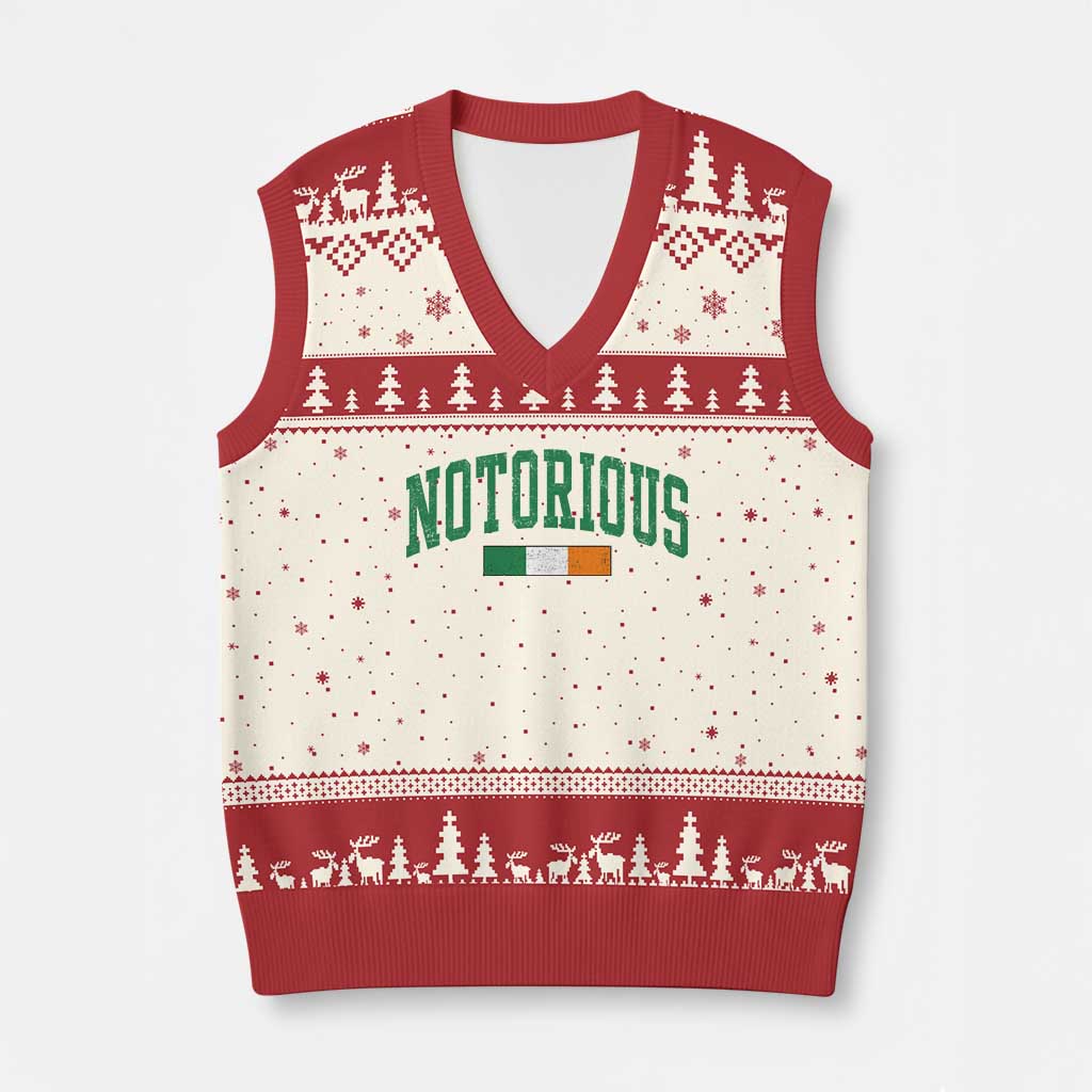 Vintage Irish Flag Notorious V-Neck Knit Sweater Vest Boxing Fans