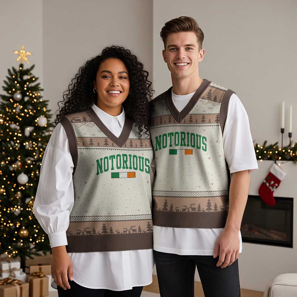 Vintage Irish Flag Notorious V-Neck Knit Sweater Vest Boxing Fans