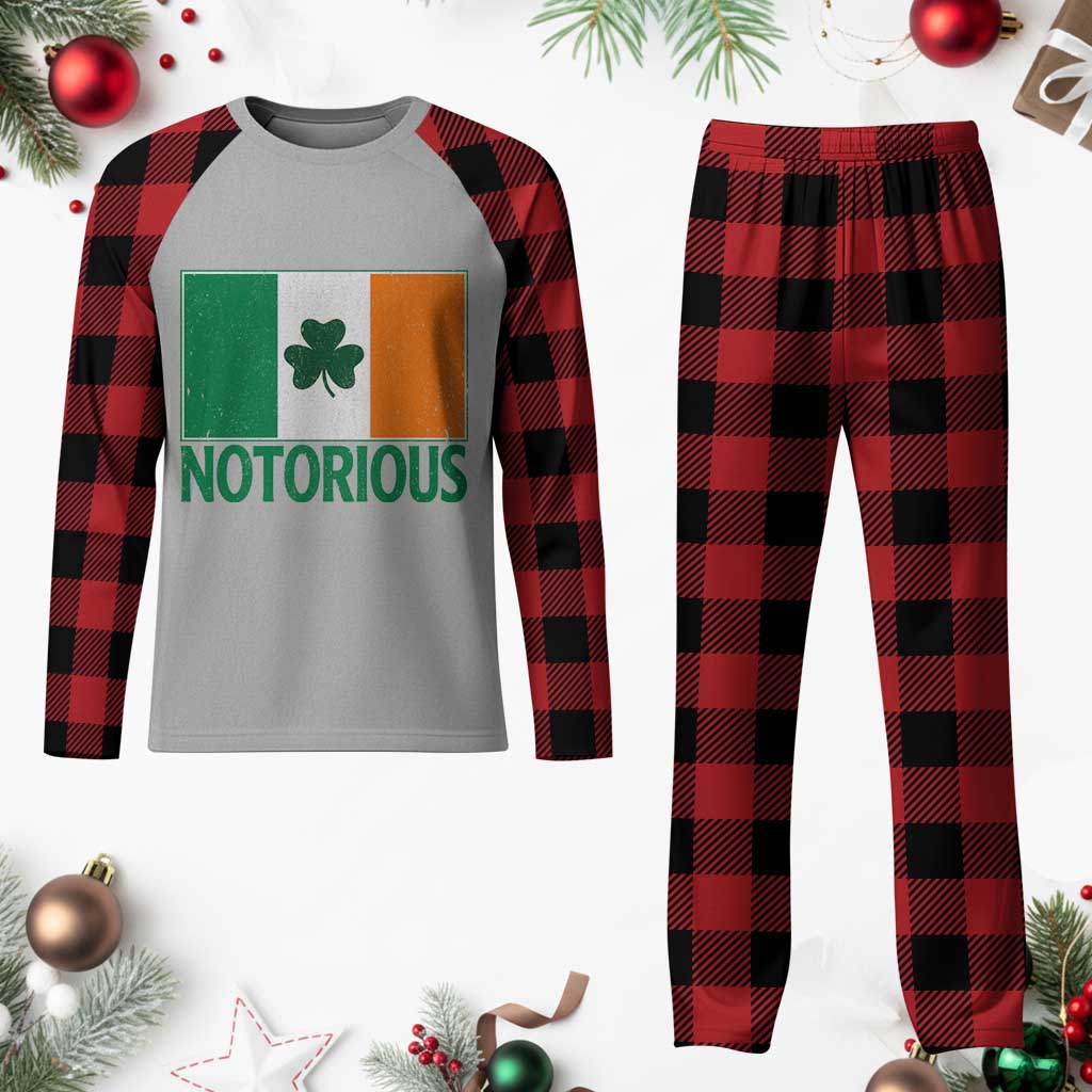 Irish Pride Boxing Fighting Notorious Plaid Pajama Set Vintage Ireland Flag Irish Retro Throwback