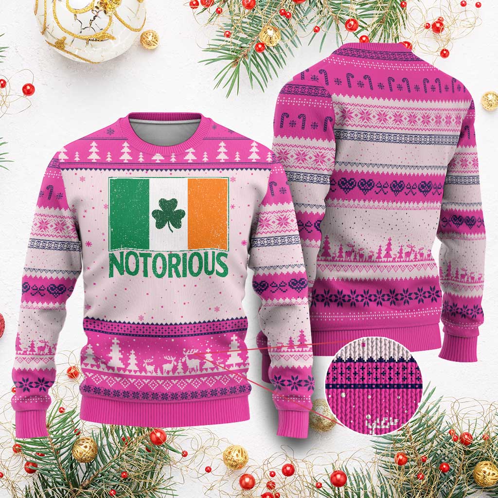 Irish Pride Boxing Fighting Notorious Ugly Christmas Sweater Vintage Ireland Flag Irish Retro Throwback