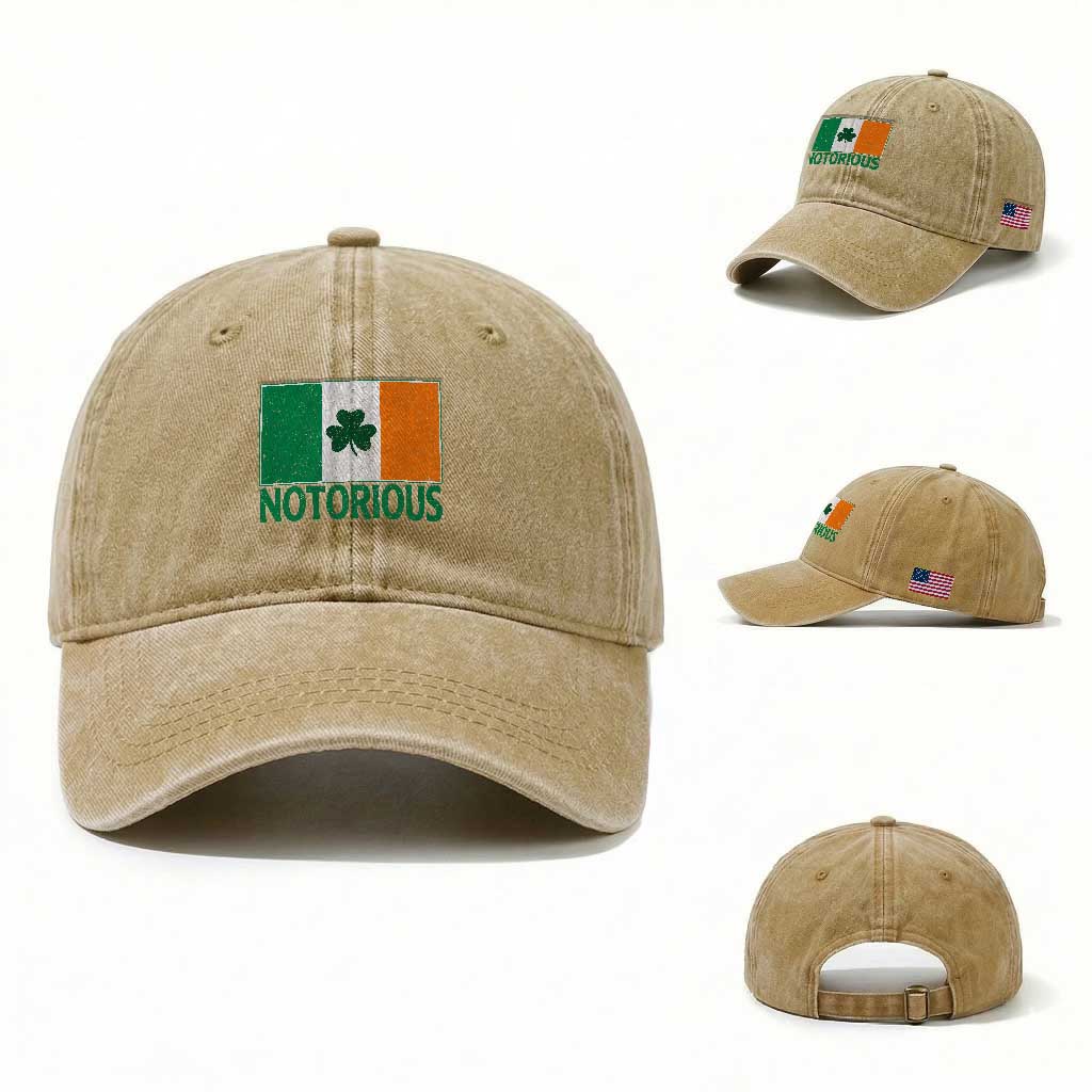 Irish Pride Boxing Fighting Notorious Washed Cotton Baseball Cap Vintage Ireland Flag Irish Retro Throwback