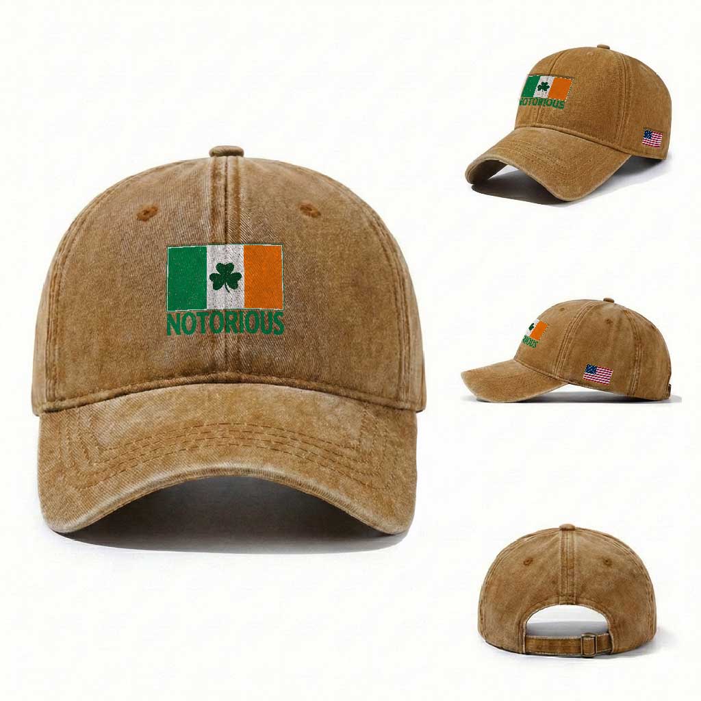 Irish Pride Boxing Fighting Notorious Washed Cotton Baseball Cap Vintage Ireland Flag Irish Retro Throwback
