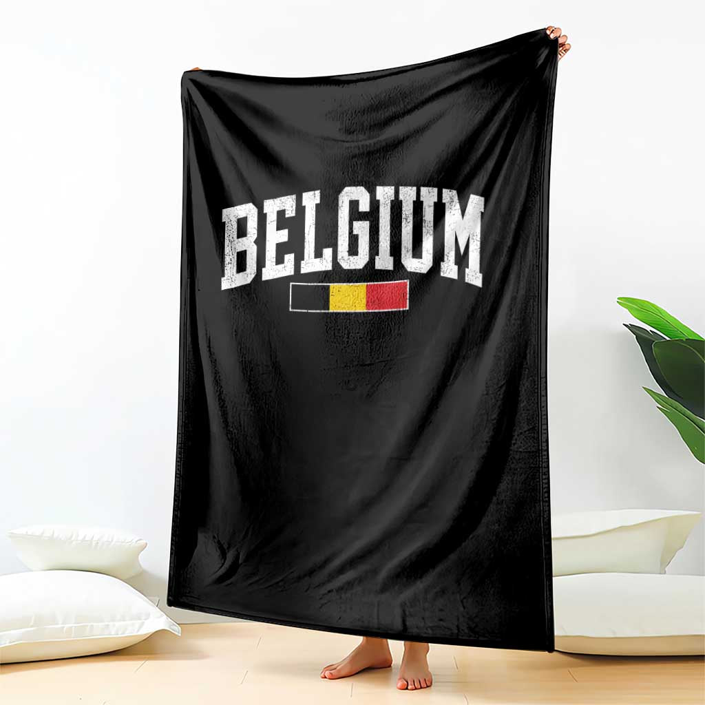 Vintage Belgium Flag Graphic Throw Blanket Belgian Pride Patriotic Gift
