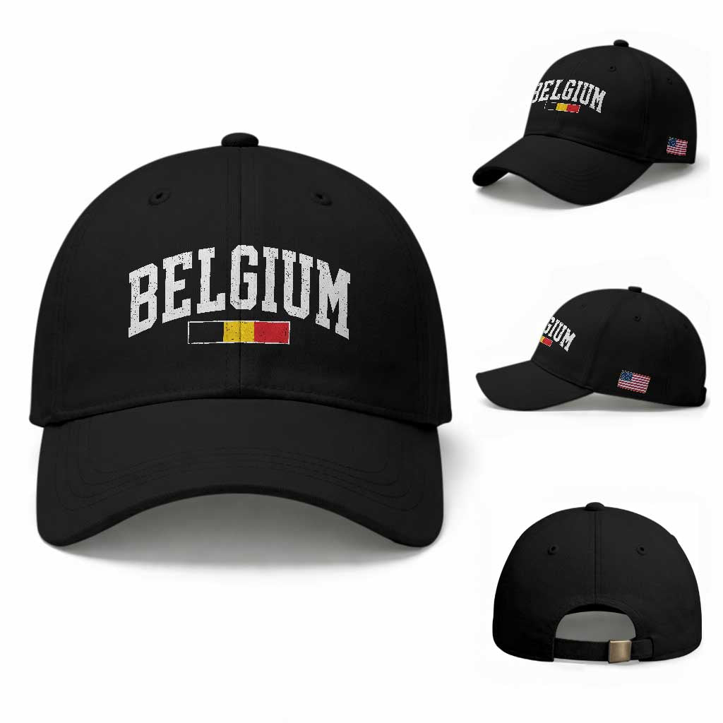 Vintage Belgium Flag Graphic Baseball Cap Belgian Pride Patriotic Gift