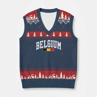 Vintage Belgium Flag Graphic V-Neck Knit Sweater Vest Belgian Pride Patriotic Gift