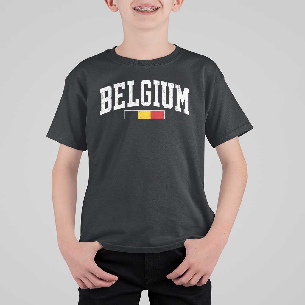Vintage Belgium Flag Graphic T Shirt For Kid Belgian Pride Patriotic Gift
