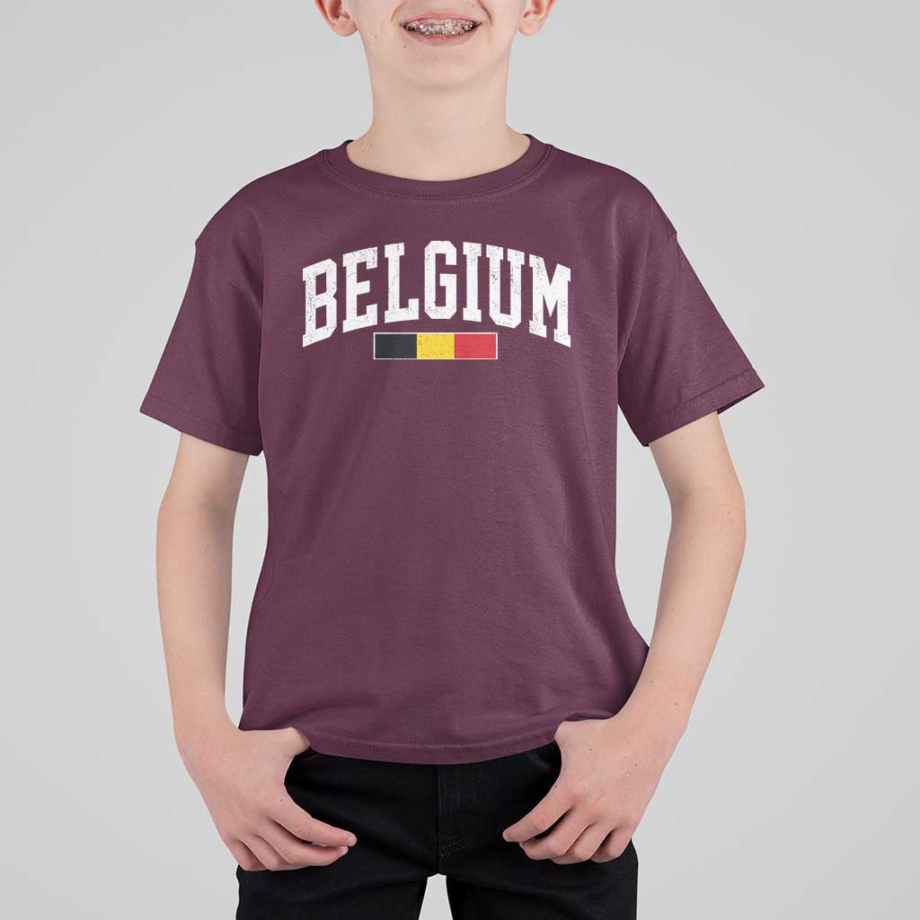 Vintage Belgium Flag Graphic T Shirt For Kid Belgian Pride Patriotic Gift