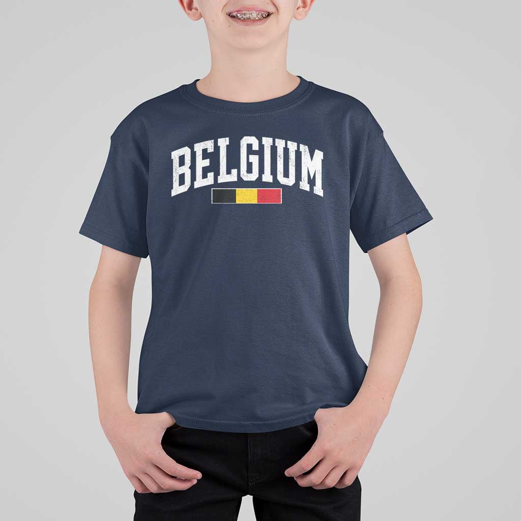 Vintage Belgium Flag Graphic T Shirt For Kid Belgian Pride Patriotic Gift