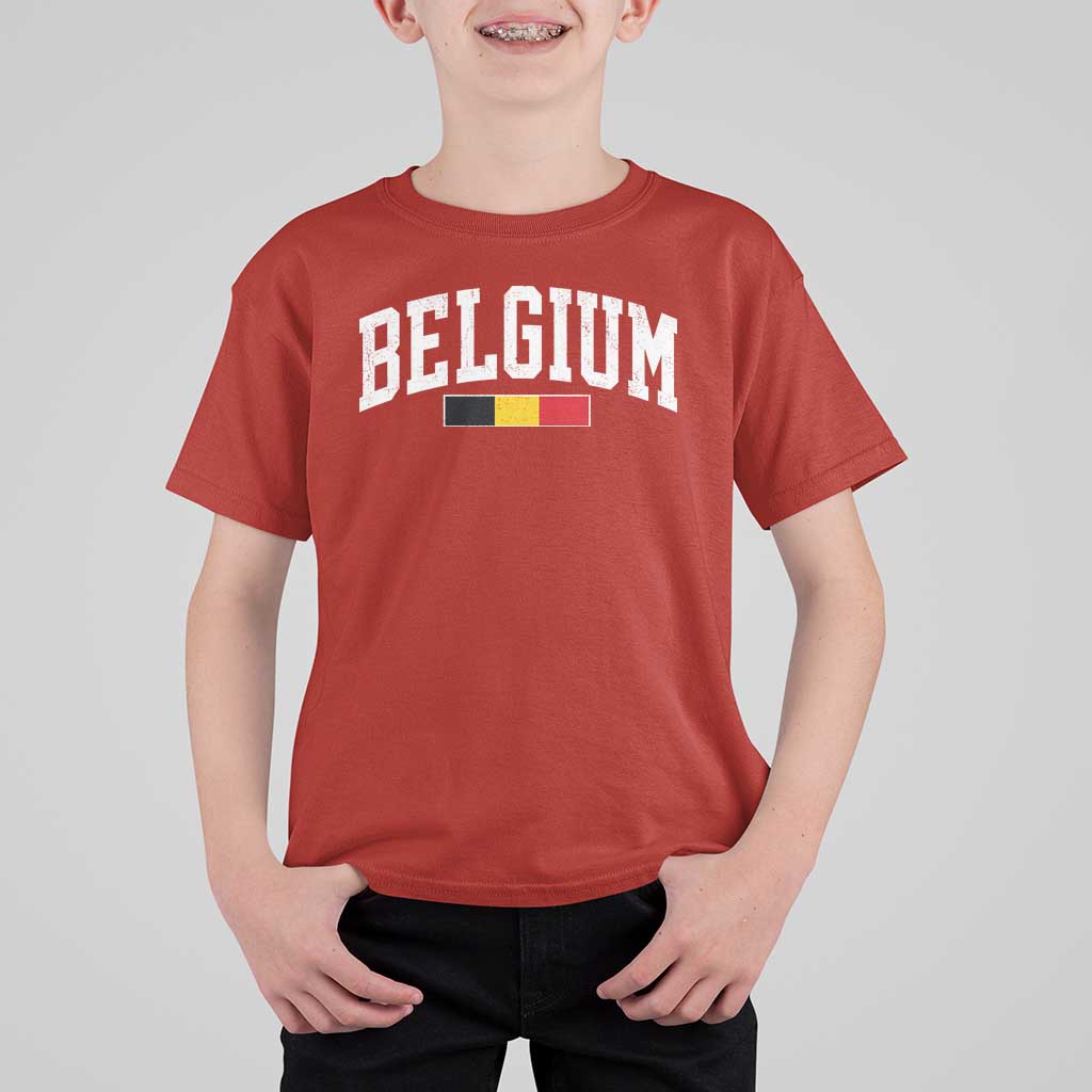 Vintage Belgium Flag Graphic T Shirt For Kid Belgian Pride Patriotic Gift