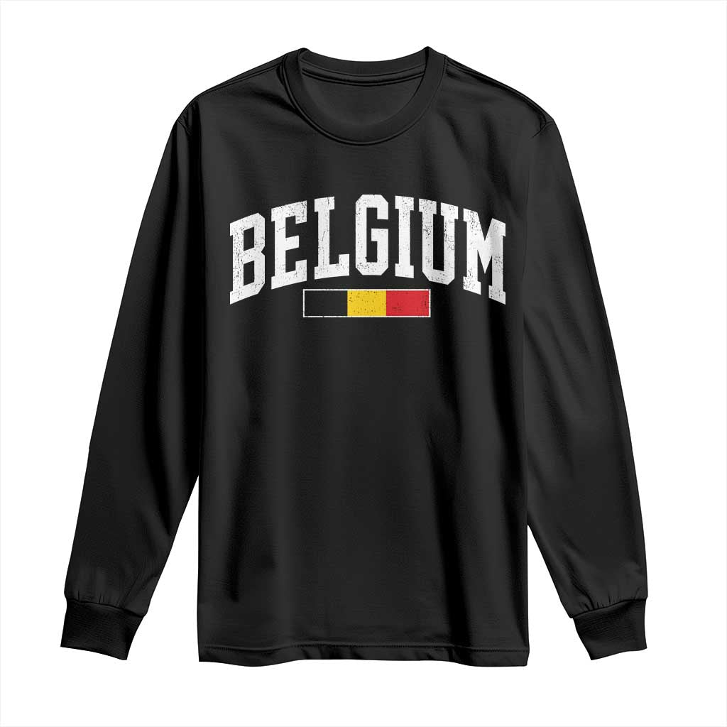 Vintage Belgium Flag Graphic Long Sleeve Shirt Belgian Pride Patriotic Gift