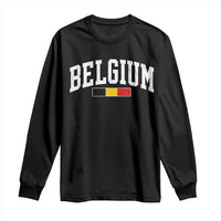 Vintage Belgium Flag Graphic Long Sleeve Shirt Belgian Pride Patriotic Gift