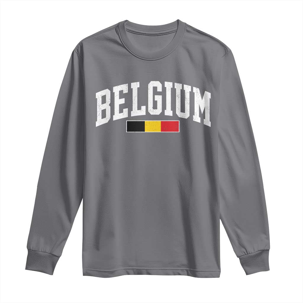 Vintage Belgium Flag Graphic Long Sleeve Shirt Belgian Pride Patriotic Gift
