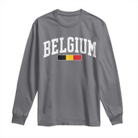 Vintage Belgium Flag Graphic Long Sleeve Shirt Belgian Pride Patriotic Gift