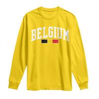 Vintage Belgium Flag Graphic Long Sleeve Shirt Belgian Pride Patriotic Gift