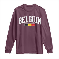 Vintage Belgium Flag Graphic Long Sleeve Shirt Belgian Pride Patriotic Gift