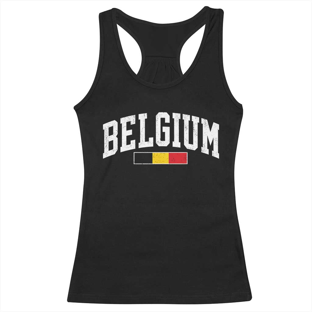 Vintage Belgium Flag Graphic Racerback Tank Top Belgian Pride Patriotic Gift