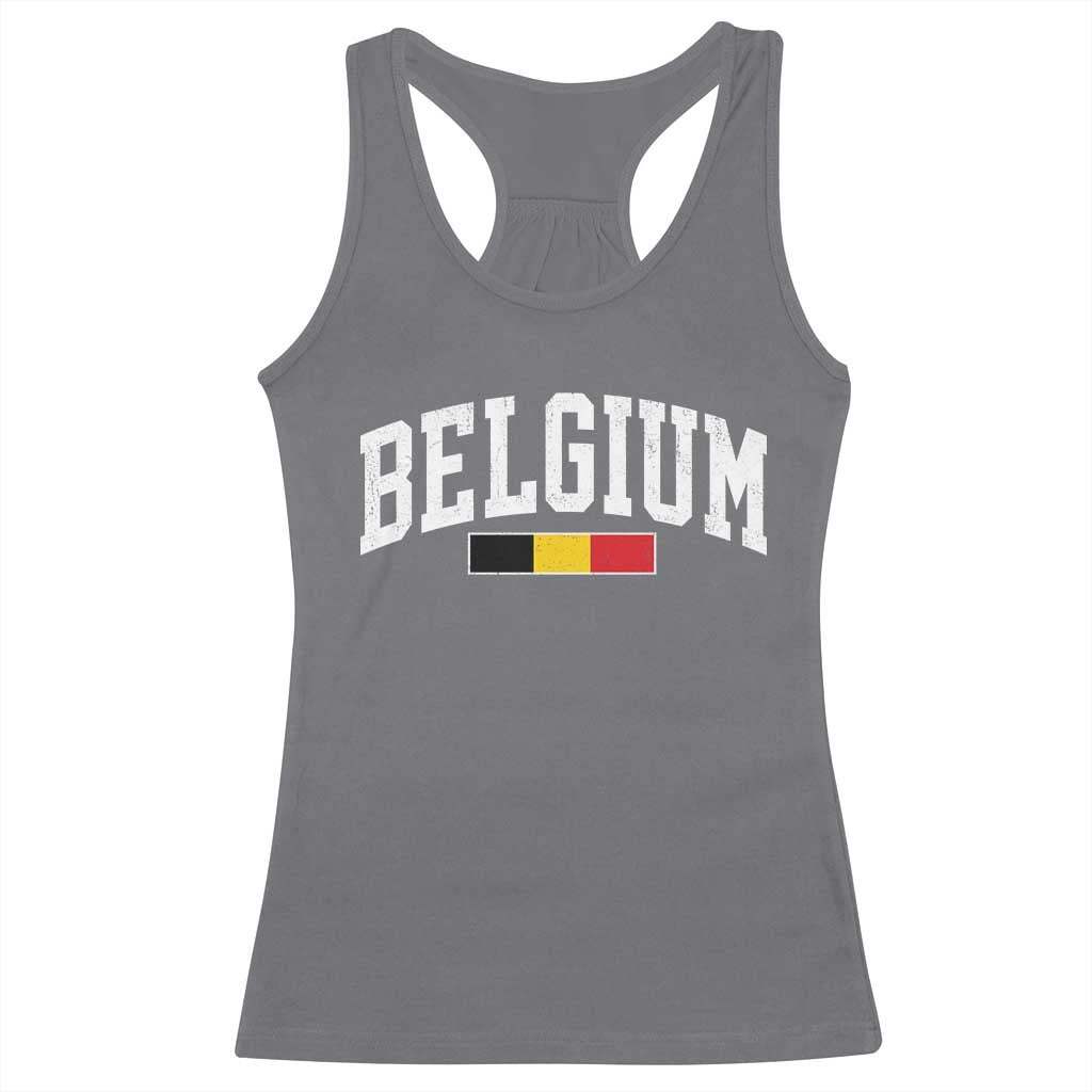 Vintage Belgium Flag Graphic Racerback Tank Top Belgian Pride Patriotic Gift