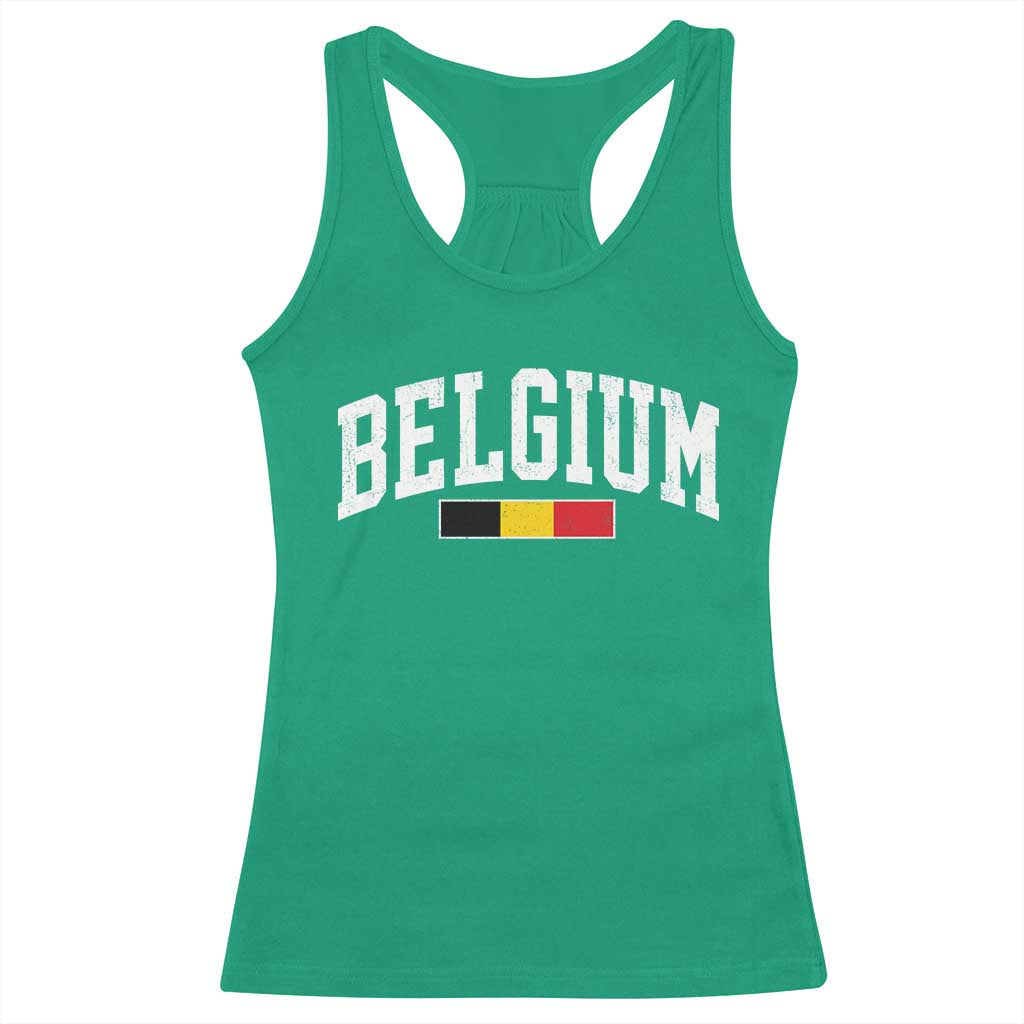 Vintage Belgium Flag Graphic Racerback Tank Top Belgian Pride Patriotic Gift