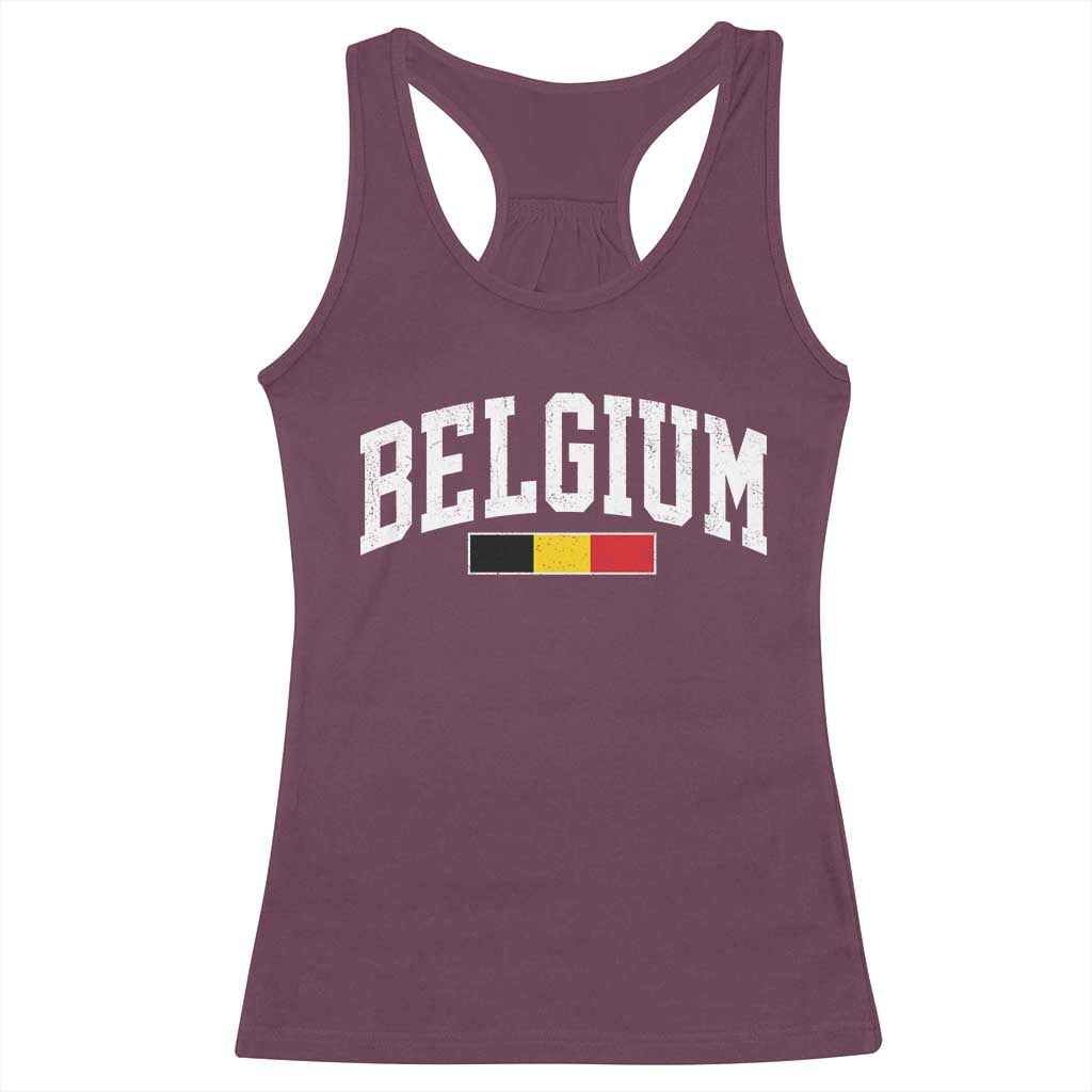 Vintage Belgium Flag Graphic Racerback Tank Top Belgian Pride Patriotic Gift