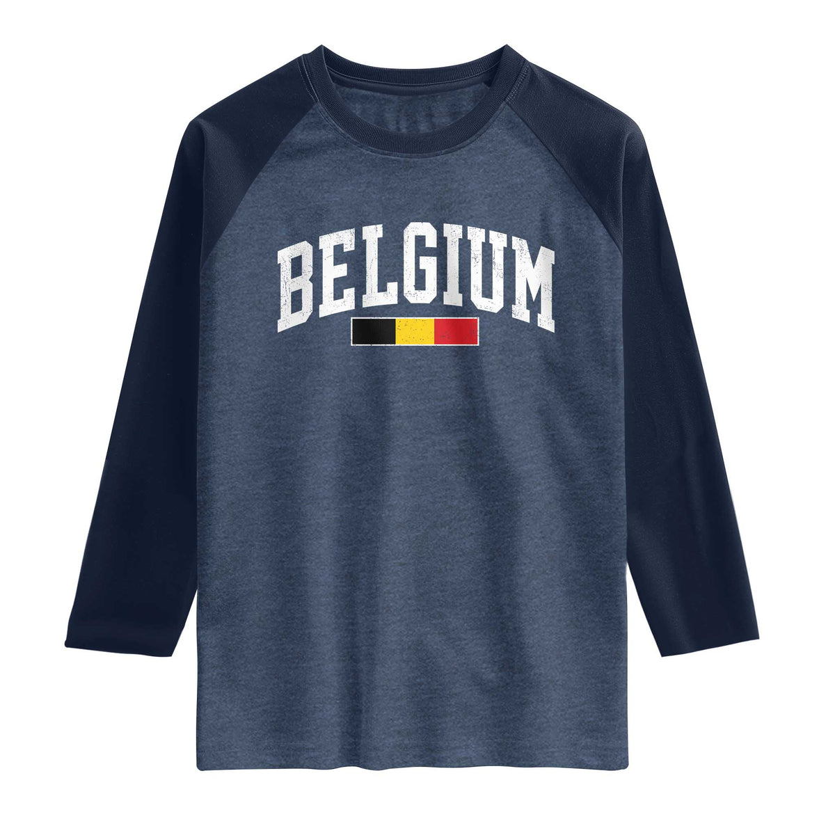 Vintage Belgium Flag Graphic Raglan Shirt Belgian Pride Patriotic Gift