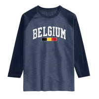 Vintage Belgium Flag Graphic Raglan Shirt Belgian Pride Patriotic Gift