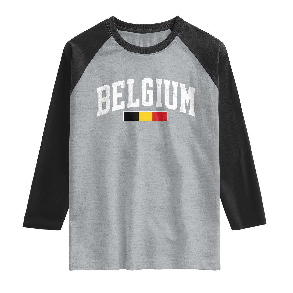 Vintage Belgium Flag Graphic Raglan Shirt Belgian Pride Patriotic Gift
