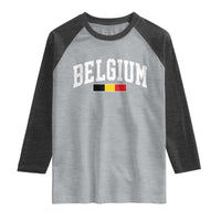 Vintage Belgium Flag Graphic Raglan Shirt Belgian Pride Patriotic Gift