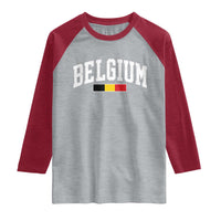 Vintage Belgium Flag Graphic Raglan Shirt Belgian Pride Patriotic Gift