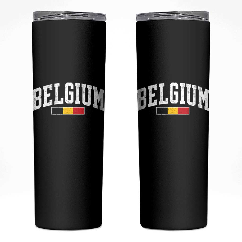 Vintage Belgium Flag Graphic Skinny Tumbler Belgian Pride Patriotic Gift