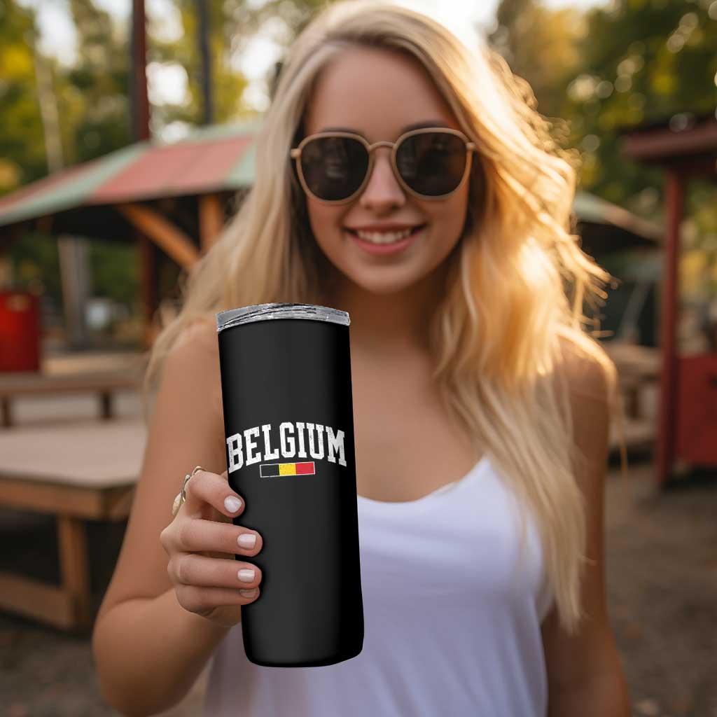 Vintage Belgium Flag Graphic Skinny Tumbler Belgian Pride Patriotic Gift